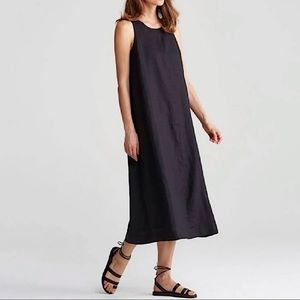 Eileen Fisher Irish Linen Midi Black Dress XL
